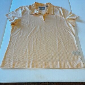 Greg Norman women's orange & white‎ stripe polo golf shirt size XL extra large